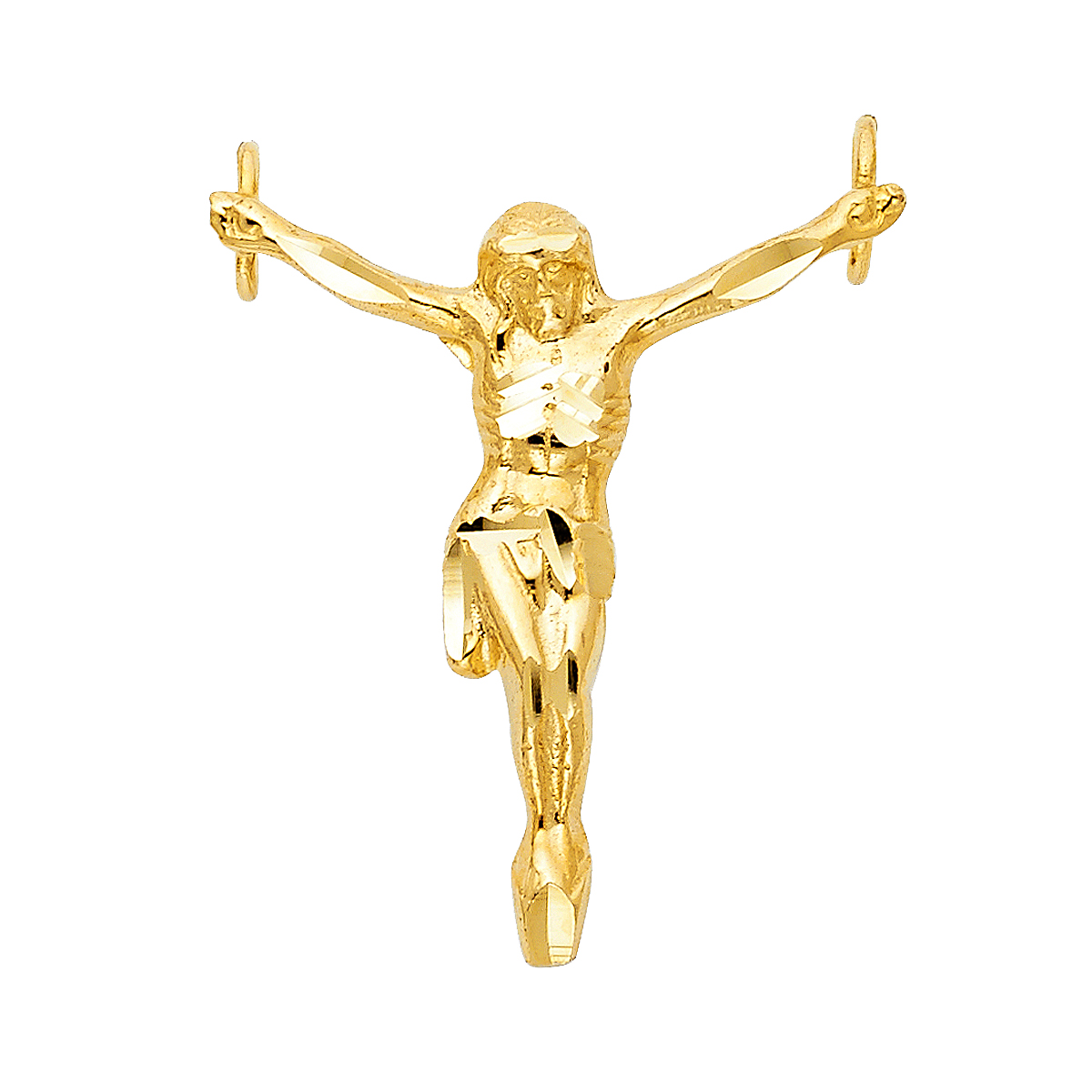 14K Yellow Gold Religious Jesus Christ Body Pendant - 32 mm X 29 mm
