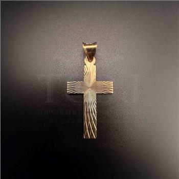 14K Tri Color Gold Cross Stamp Pendant