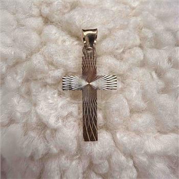 14K Tri Color Gold Cross Stamp Pendant