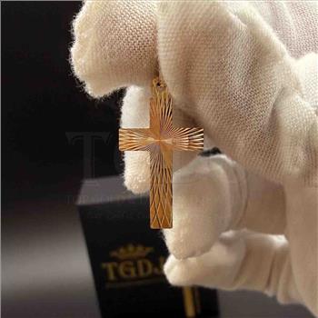 14K Tri Color Gold Cross Stamp Pendant