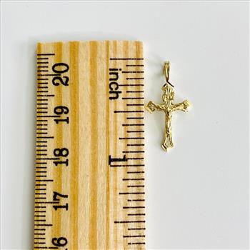 14K Yellow Gold Fancy Tiny Crucufix Pendant
