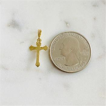 14K Yellow Gold Fancy Tiny Crucufix Pendant