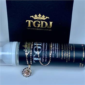 14K Tri Color Gold 1.5mm Valentono Chain with Mi Bautizo Oval Pendent