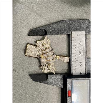 10k Real Yellow Gold Diamond Hand With Dollar Money Charm Pendant Real Diamond Men 1.06ct