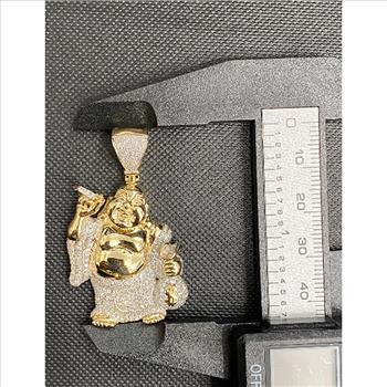 10k Yellow Gold Diamond Laughing Buddha Hotei Charm Pendant 1.05 Cttw- custom jewelry