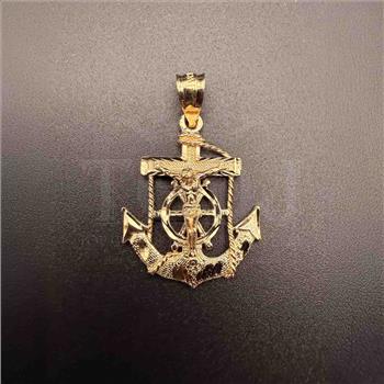 14K Yellow Gold Mariner Crucufix Pendant