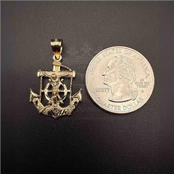 14K Yellow Gold Mariner Crucufix Pendant