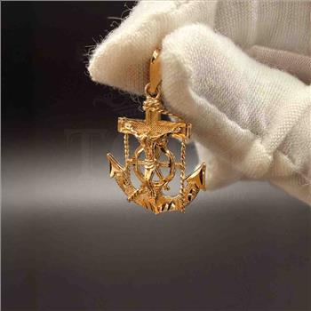 14K Yellow Gold Mariner Crucufix Pendant