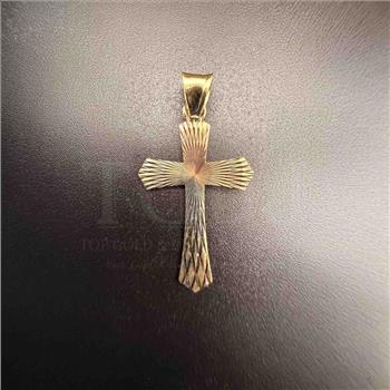 14K Tri Color Gold Religious Cross Stamp Pendant