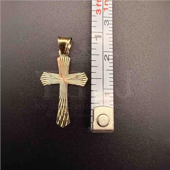 14K Tri Color Gold Religious Cross Stamp Pendant
