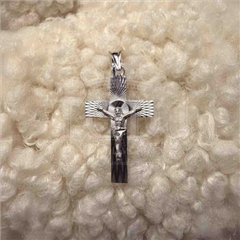 14K White Gold Crucufix Stamp Pendant