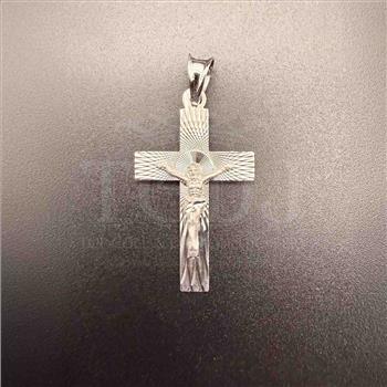 14K White Gold Crucufix Stamp Pendant