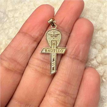 14K Yellow Gold Baptism Cross Pendant