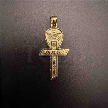 14K Yellow Gold Baptism Cross Pendant