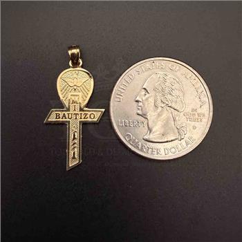 14K Yellow Gold Baptism Cross Pendant