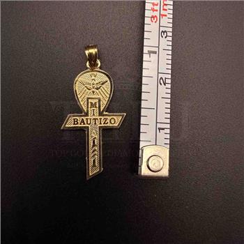 14K Yellow Gold Baptism Cross Pendant
