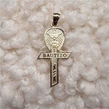 14K Yellow Gold Baptism Cross Pendant
