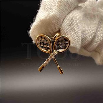 14K Two Tone Gold Tennis Rocket Pendant