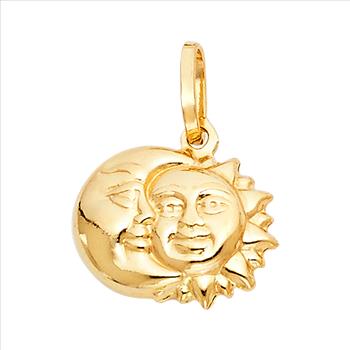 14K Yellow Gold Sun & Moon Pendant - 13 mm X 15 mm