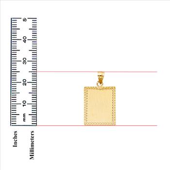 14K Yellow Gold Plain Stamp Pendant - 25 mm X 21 mm