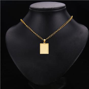 14K Yellow Gold Plain Stamp Pendant - 25 mm X 21 mm