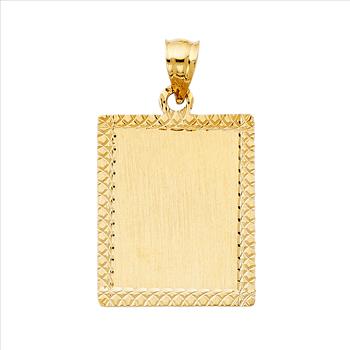 14K Yellow Gold Plain Stamp Pendant - 25 mm X 21 mm