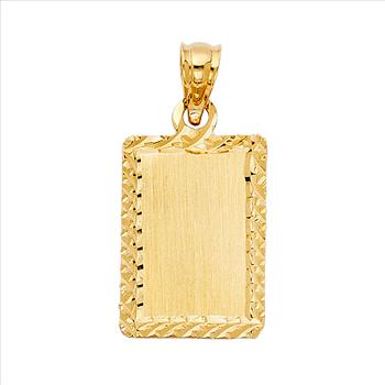 14K Yellow Gold Plain Stamp Pendant - 18 mm X 13 mm