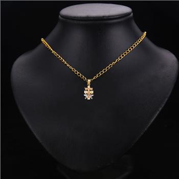 14K Tri Color Yellow Rose White Gold Jesus Crucifix Cross with Angel Religious Pendant - 18mm X 10mm
