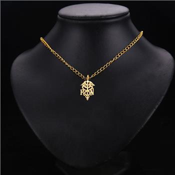 14K Yellow Gold Symbol of Medical SERVICE Pendant - 20 mm X 13 mm