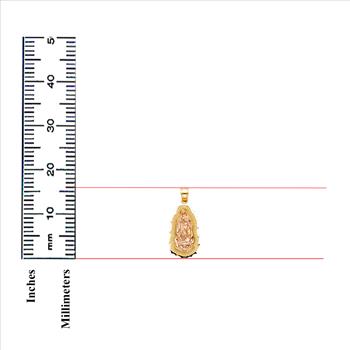 14K Two Tone Rose Yellow Gold Religious Guadalupe Pendant - 16 mm X 09 mm