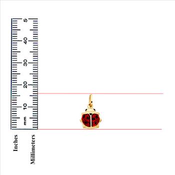 14K Yellow Gold Lady Bug Enamel Pendant - 16 mm X 15 mm