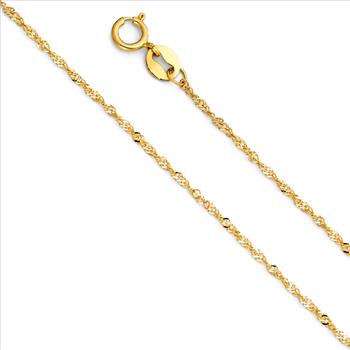 14K Yellow Gold Evil Eye Charm Pendant with 0.9mm Singapore Chain - 16