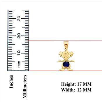 14K Yellow Gold Birthstone Cubic zirconia Girl Pendant - September