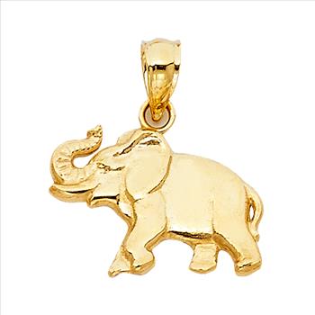 14K Yellow Gold Elephant Pendant - 11mm x 16mm