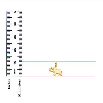 14K Yellow Gold Elephant Pendant - 11mm x 16mm