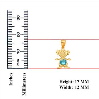 14K Yellow Gold Birthstone Cubic zirconia Girl Pendant - December