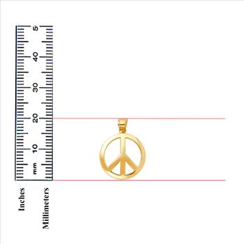 14K Yellow Gold Peace Sign Pendant - 20 mm 20 mm