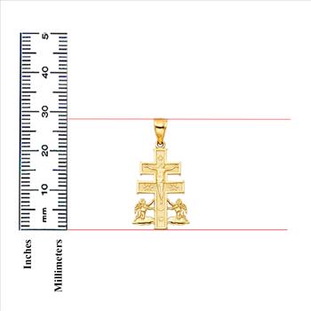 14K Yellow Gold Jesus Crucifix Cross with Angel Religious Pendant - 28 mm X 15 mm