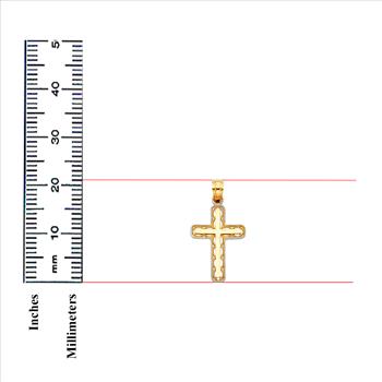 14K Two Tone, Yellow White Gold Cross Religious Pendant - 21mm X 15mm