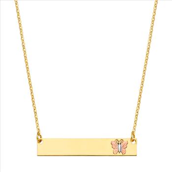 14K Yellow Gold ID w/Butterfly Chain Necklace