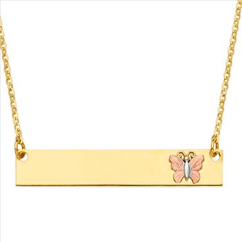 14K Yellow Gold ID w/Butterfly Chain Necklace