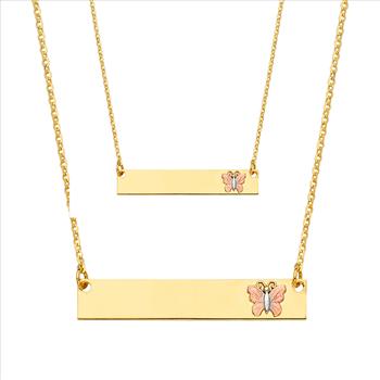 14K Yellow Gold ID w/Butterfly Chain Necklace