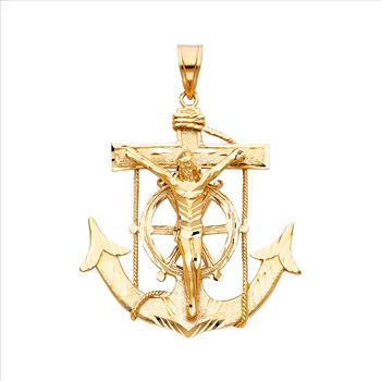 14K  Yellow Gold Mariner Crucufix Pendant