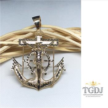 14K  Yellow Gold Mariner Crucufix Pendant