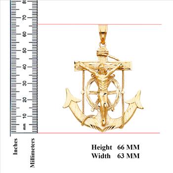 14K  Yellow Gold Mariner Crucufix Pendant