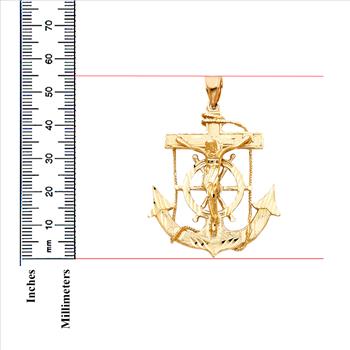14K  Yellow Gold Mariner Crucufix Pendant