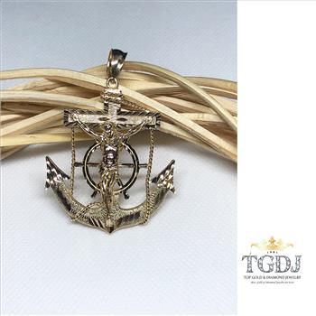14K  Yellow Gold Mariner Crucufix Pendant