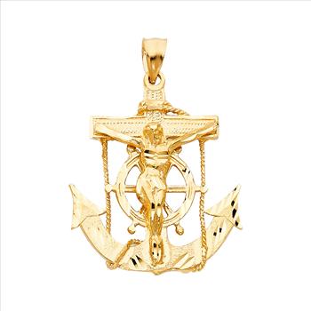 14K  Yellow Gold Mariner Crucufix Pendant