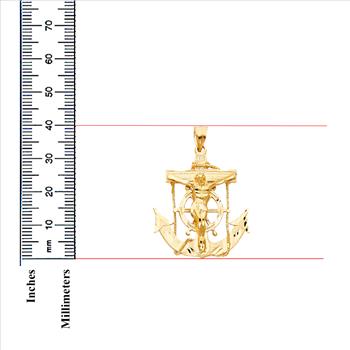 14K  Yellow Gold Mariner Crucufix Pendant