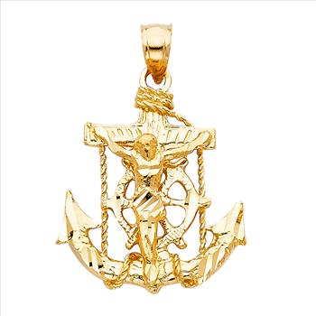 14K  Yellow Gold Mariner Crucufix Pendant
